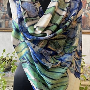 Blue & Green Abstract Wool Digital Print Pashmina Shawls for Women