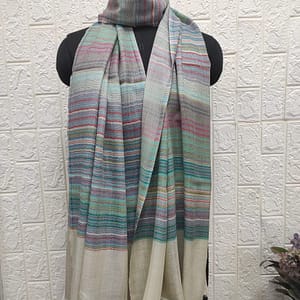 Multicolour Wool 7 Stripe Pashmina Shawl for Women