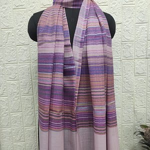 Pink & Purple Wool 7 Stripe Pashmina Shawl | Savita Shawls