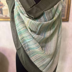 Olive Wool Brush Paint Pashmina Shawls