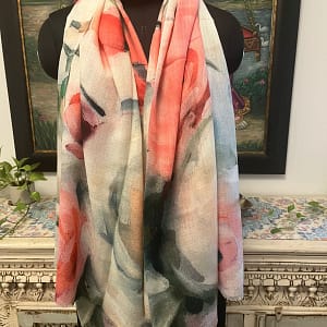 Sky Blue Tulip Wool Digital Print Pashmina Shawls for Women