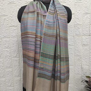 Beige Multicolor Wool 7 Stripe Pashmina Shawl for women| Savita Shawls
