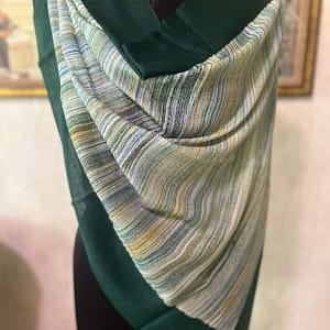 Green Wool Brush Paint Pashmina Shawls