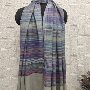 Lilac Blue Wool 7 Stripe Pashmina Shawls | Savita Shawls