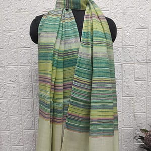 Mint Green Wool 7 Stripe Pashmina Shawls | Savita Shawls