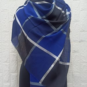 Savita Shawls Royal Blue & Black Wool Natural Silk Box Pashmina Shawl for Women