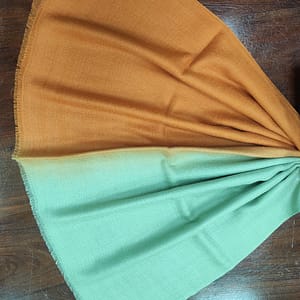 Rust Orange & Mint Green Wool Natural Ombre Pashmina Shawl for Women